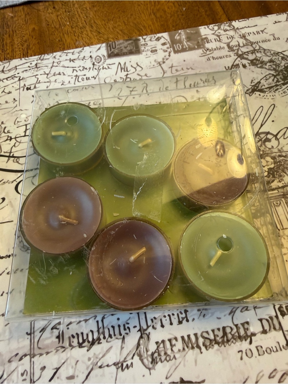 Pier 1 Teal and Brown Tea Light Candle Set
